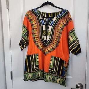 5/$30 Vibrant Orange Dashiki Men's Shirt
